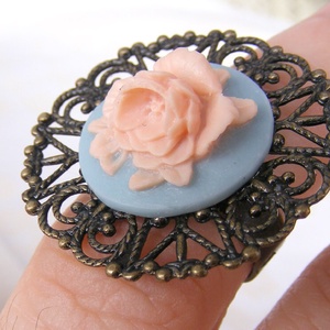 Inel reglabil filigran inel statement ajustabil trandafir inel vintage floare cadou pentru fiica bijuterie unic martie - bijuterii - inele - inele statement - Artynos.ro