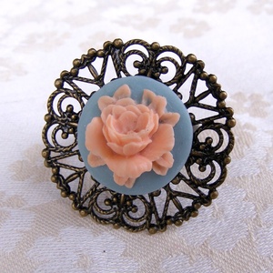 Inel reglabil filigran inel statement ajustabil trandafir inel vintage floare cadou pentru fiica bijuterie unic martie - bijuterii - inele - inele statement - Artynos.ro