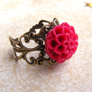 Inel reglabil filigran inel statement ajustabil trandafir inel vintage floare cadou pentru fiica bijuterie unic martie, Bijuterii, Inele, Inele statement, Confectionarea bijuteriilor, ARTYNOS