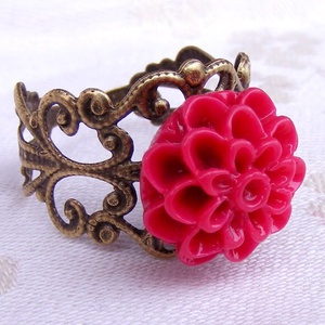 Inel reglabil filigran inel statement ajustabil trandafir inel vintage floare cadou pentru fiica bijuterie unic martie - bijuterii - inele - inele statement - Artynos.ro