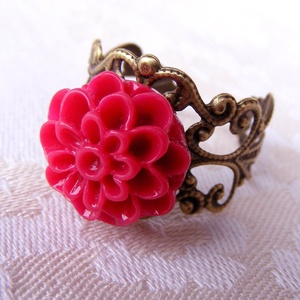 Inel reglabil filigran inel statement ajustabil trandafir inel vintage floare cadou pentru fiica bijuterie unic martie - bijuterii - inele - inele statement - Artynos.ro