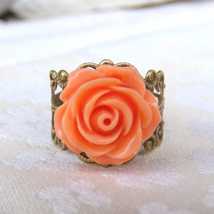 Inel reglabil filigran inel statement ajustabil trandafir inel vintage floare cadou pentru fiica bijuterie unic martie, Bijuterii, Inele, Inele statement, Confectionarea bijuteriilor, ARTYNOS