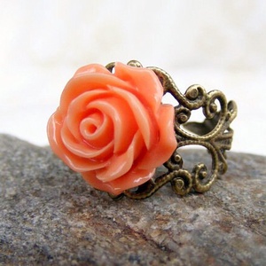 Inel reglabil filigran inel statement ajustabil trandafir inel vintage floare cadou pentru fiica bijuterie unic martie - bijuterii - inele - inele statement - Artynos.ro