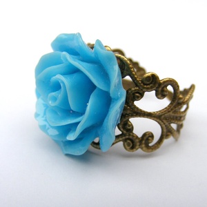 Inel reglabil filigran inel statement ajustabil trandafir inel vintage floare cadou pentru fiica bijuterie unic martie - Artynos.ro