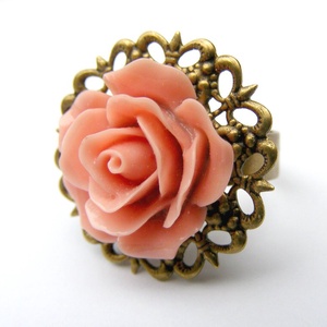 Inel reglabil filigran inel statement ajustabil trandafir inel vintage floare cadou pentru fiica bijuterie unic martie, Bijuterii, Inele, Inele statement, Confectionarea bijuteriilor, ARTYNOS