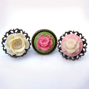 Inel reglabil filigran inel statement ajustabil trandafir inel vintage floare cadou pentru fiica bijuterie unic martie - Artynos.ro