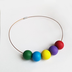 Colier margele rotunde mari, colier colorat,  colier statement, colier geometric - Artynos.ro