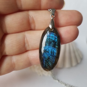 Pandantiv labradorit natural colier piatra semipretioasa pandantiv piatra naturala ovala bijuterie cuart cadou mama - bijuterii - coliere - pandative - Artynos.ro