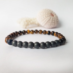 Bratara din pietre semipretioase bratara ochi de tigru si hematit bratara pietre naturale bratara elastica, Bijuterii, Bratari, Bratari din pietre semipretioase, Confectionarea bijuteriilor, ARTYNOS