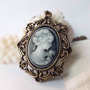 Colier cu camee neagra pandantiv camee dama cadou sotie mama femeie dama, Bijuterii, Coliere, Coliere cu pandative, Confectionarea bijuteriilor, ARTYNOS