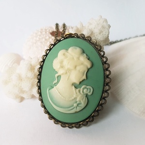 Colier cu camee verde cadou sotie mama femeie dama, Bijuterii, Coliere, Pandative, Confectionarea bijuteriilor, ARTYNOS