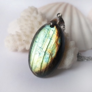 Pandantiv labradorit natural colier piatra semipretioasa pandantiv piatra naturala lacrima bijuterie cuart cadou mama, Bijuterii, Coliere, Pandative, Confectionarea bijuteriilor, ARTYNOS