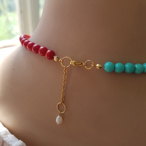 Set bijuterii colier si cercei colier coral turcoazchoker pietre semipretioase set colier cercei minimalist cadou iubita - bijuterii - seturi de bijuterii - Artynos.ro