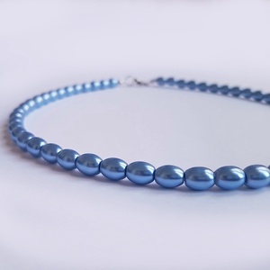 Colier din perle de sticla albastre colier choker albastru  - bijuterii - coliere - coliere din perle - Artynos.ro