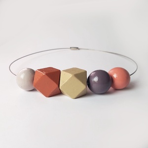 Colier margele rotunde colier colorat colier statement contemporan colier choker geometric Colier monocrom albastru mov - Artynos.ro