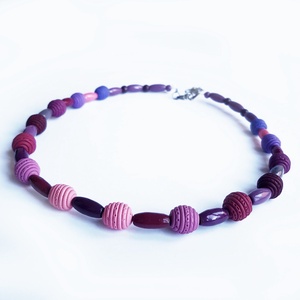 Colier margele rotunde colier colorat colier statement contemporan colier choker geometric Colier monocrom albastru mov - Artynos.ro