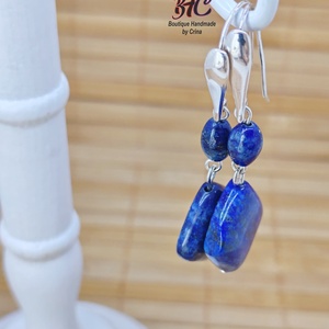 Cercei din argint 925 și pietre semiprețioase Lapis Lazuli - bijuterii - cercei - cercei agățați - Artynos.ro
