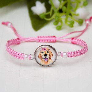 Bratara macramé impletita pentru copii - Doggy pink, , , ARTYNOS