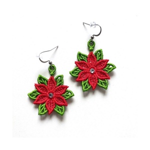  Cercei Flowers brodati, Bijuterii, Cercei, Cercei agățați, Broderie, ARTYNOS