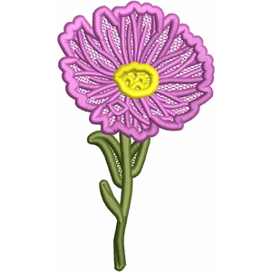 Semn de carte Floare Aster, Cărți și creații cu tematică muzicală, cadouri, Semn de carte, Broderie, ARTYNOS
