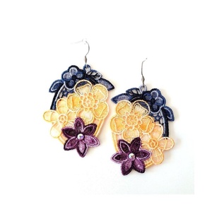 Cercei Flowers cu Cristale , Bijuterii, Cercei, Cercei agățați, Broderie, ARTYNOS