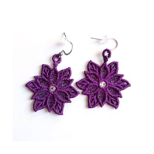 Cercei floare mov, Bijuterii, Cercei, Cercei și ornamente pentru urechi, Broderie, ARTYNOS