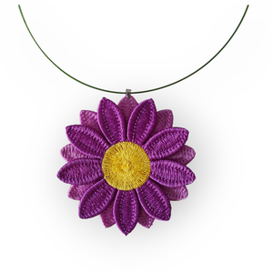 Colier cu floare mov  3D, Bijuterii, Broșă, insigne, Insigne, Broderie, ARTYNOS