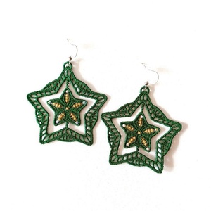 Cercei Forest Green, Bijuterii, Cercei, Cercei agățați, Broderie, ARTYNOS
