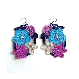 Cercei Flowers cu Cristale 2, Bijuterii, Cercei, Cercei agățați, Broderie, ARTYNOS