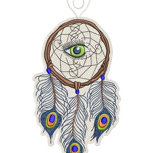 Dreamcatcher brodat Pana de Paun , Casă & Stil de viață, Accesorii pentru decorat casa, Decorațiuni de pereți, decorațiuni suspendate, Decorațiuni suspendate, Broderie, ARTYNOS