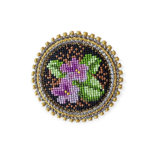 Brosa Vintage - Broderie in Cruciulite - bijuterii - broșă, insigne - insigne - Artynos.ro