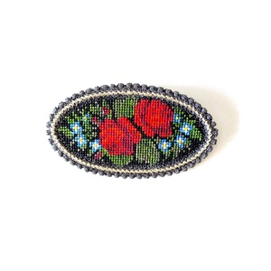 Brosa Vintage Ovala - Broderie in Cruciulite, Bijuterii, Broșă, insigne, Insigne, Broderie, ARTYNOS