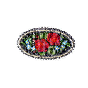 Brosa Vintage Ovala - Broderie in Cruciulite - bijuterii - broșă, insigne - insigne - Artynos.ro