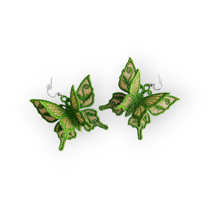 Cercei fluture 3D cu aripi duble , Bijuterii, Cercei, Cercei agatati, Broderie, ARTYNOS