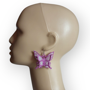 Cercei fluture 3D cu aripi duble  - bijuterii - cercei - cercei agățați - Artynos.ro