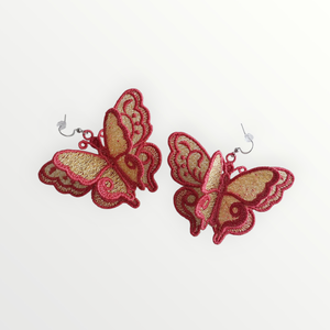 Cercei Fluture 3D Brodati - Bijuterii Delicate - Artynos.ro