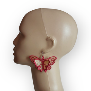 Cercei Fluture 3D Brodati - Bijuterii Delicate - bijuterii - cercei - cercei agățați - Artynos.ro