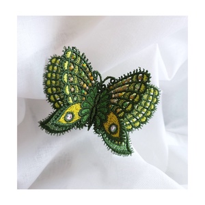 Brosa fluture 3D verde cu auriu - bijuterii - mărțișor - Artynos.ro