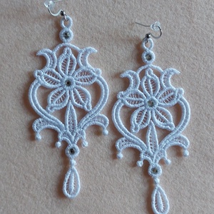 Cercei Candelabru Albi mireasa - accesorii nuntă - bijuterii mireasă - cercei mireasă - Artynos.ro