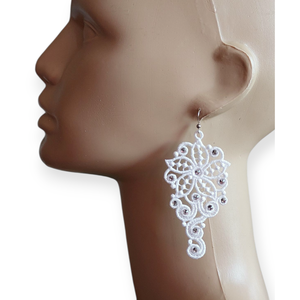 Cercei Lungi cu Cristale, Accesorii nunta, Bijuterii mireasa, Cercei mireasa, Broderie, ARTYNOS