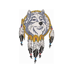 Dreamcatcher Lup brodat , Casa & Stil de viata, Accesorii pentru decorat casa, Decoratiuni de pereti, decoratiuni suspendate, Decoratiuni suspendate, Broderie, Un obiect unicat, elegant si spiritual, ideal pentru un cadou special sau un spatiu cu energie pozi..., ARTYNOS
