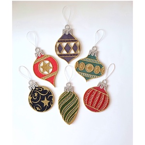 Set Decoratiuni Brodate Globulete 2D pentru Brad, Accesorii de Craciun, Decoratiuni de Craciun de casa, Decoratiuni pentru pomul de Craciun, Broderie, ARTYNOS