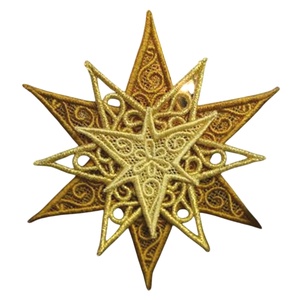 Stea 3D brodata cu ata metalica, Craciun, Decoratiuni de Craciun de casa, Globuri, Broderie, ARTYNOS