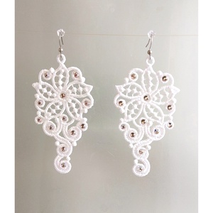 Cercei Lungi cu Cristale, Bijuterii, Cercei, Cercei brodati, Broderie, ARTYNOS