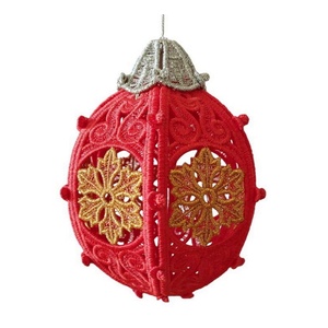 Glob 3D brodat alb rosu - crăciun - decorațiuni de crăciun de casă - globuri de crăciun - Artynos.ro