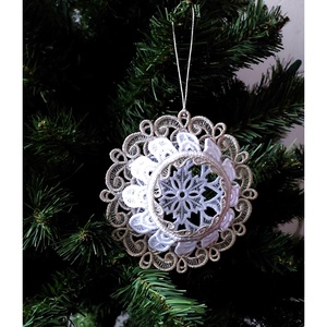 Fulg de Zapada 3D Medalion Brodat, Craciun, Decoratiuni de Craciun de casa, Globuri de Craciun, Broderie, ARTYNOS