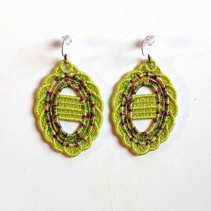 Cercei Verde Degrade  - bijuterii - cercei - cercei brodați - Artynos.ro