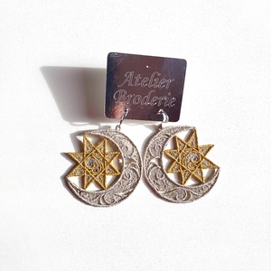 Cercei Luna si Stea - bijuterii - cercei - cercei brodați - Artynos.ro