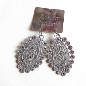 Cercei Argintiu Metalic   cu Cristale - Artynos.ro