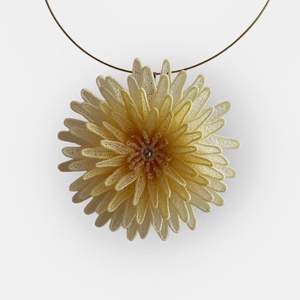 Colier  cu Crizantema  Alb crem 3D , Bijuterii, Coliere, Pandative, Broderie, ARTYNOS